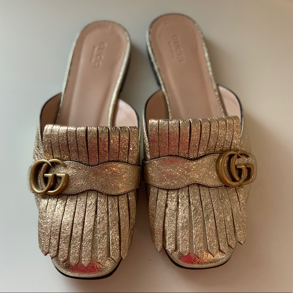 Gucci Marmont Double G Metallic Mule